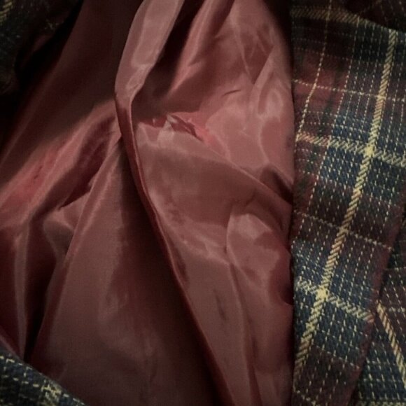 WOMEN'S VINTAGE SAG HARBOR Maroon & blue‎ Wool Blend Plaid Blazer 16 P￼ - Picture 7 of 7